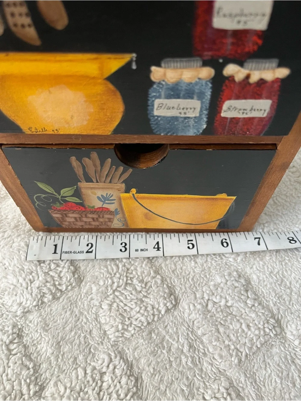 Vintage Hand-Painted Wooden Kitchen Storage Organizer in bold colors